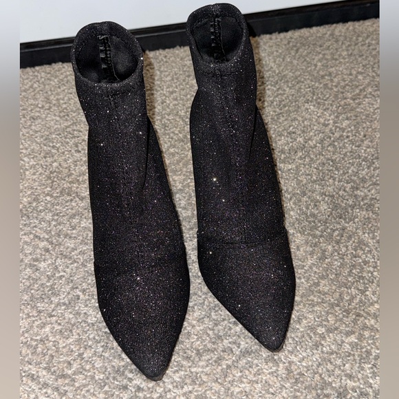 Brash Spicy Sparkle sock booties in black with a pointed toe and stiletto heel - Picture 2 of 11